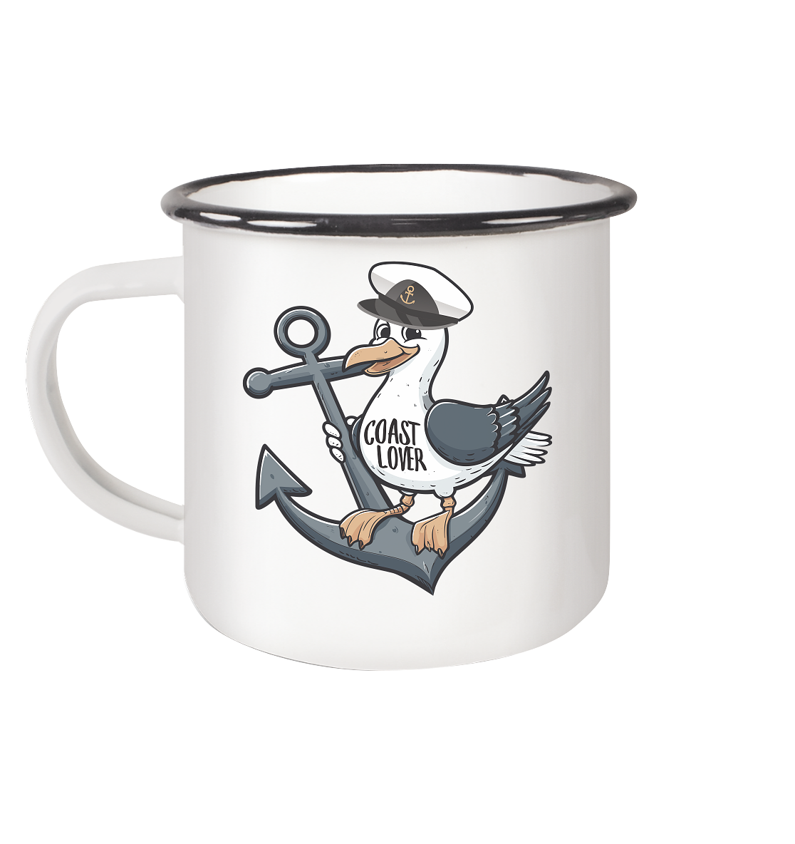 Coast Lover Möwe Kapitän - Emaille Becher