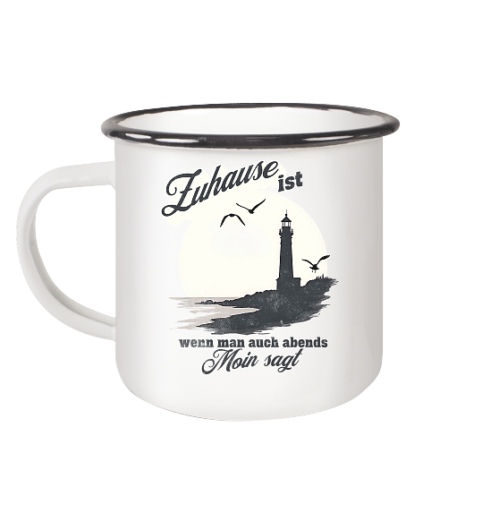 Moin Spruch Zuhause - Emaille Becher