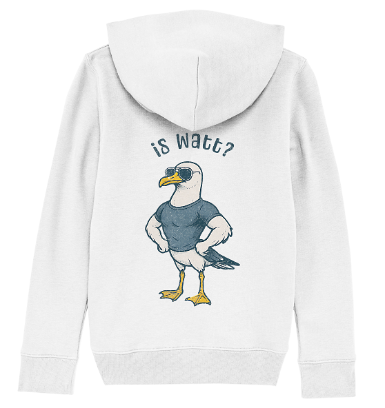 Is Watt Starke Möwe mit lustigem Spruch - Kinder Bio Hoodie