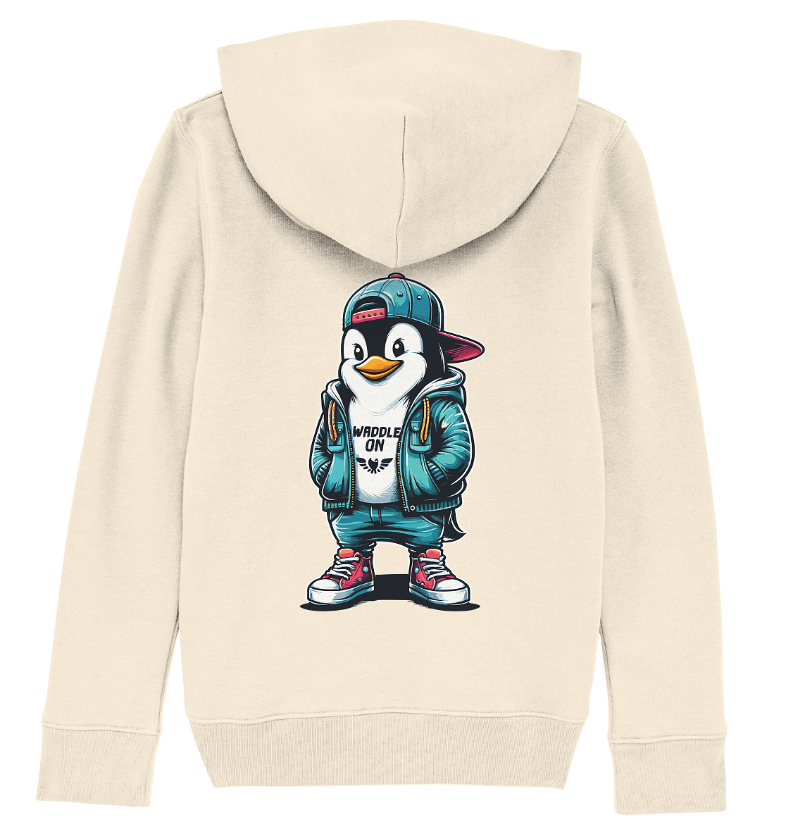 Hipster Pinguin Waddle On - Kinder Bio Hoodie