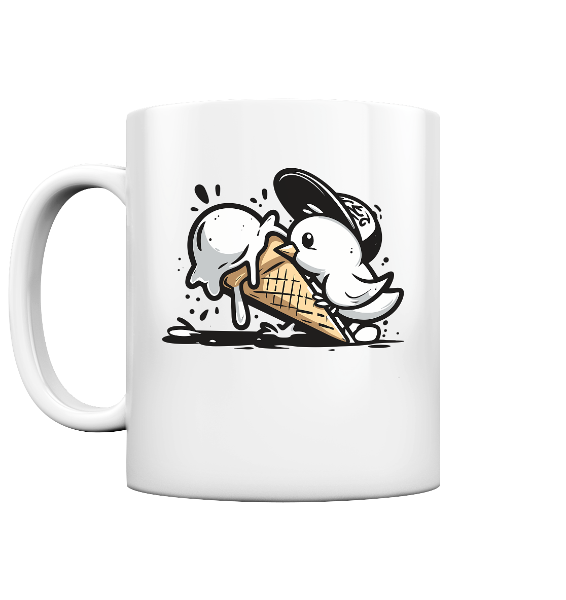 Möwe Küken mit Eis Street Art - Tasse glänzend