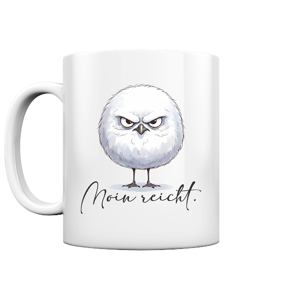 Moin reicht - Grimmige runde Möwe - Tasse glossy
