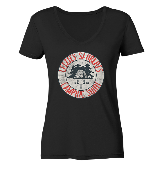 Letztes sauberes Camping Shirt - Damen Bio V-Neck Shirt