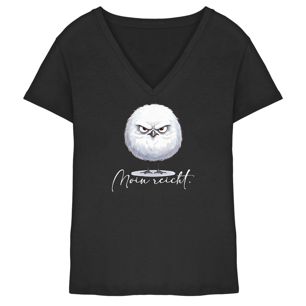 Moin reicht - Grimmige runde Möwe - Ladies V-Neck Shirt
