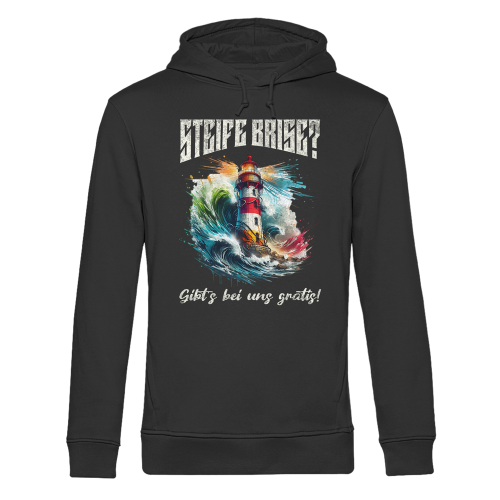 Steife Brise gibt’s bei uns gratis Leuchtturm Spruch - Herren Bio Hoodie