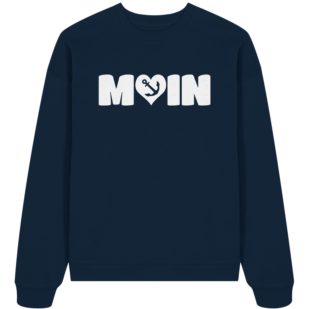 Moin Spruch mit Herz Anker - Unisex Bio Pullover