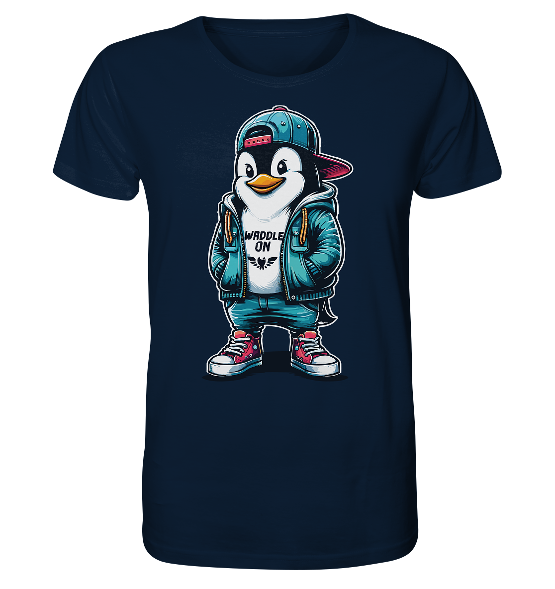 Hipster Pinguin Waddle On - Herren Premium Bio Shirt