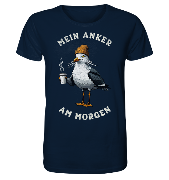 Mein Anker am Morgen Kaffee Möwe - Herren Premium Bio Shirt