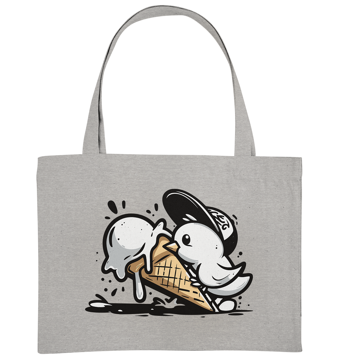 Möwe Küken mit Eis Street Art - Bio Einkaufstasche