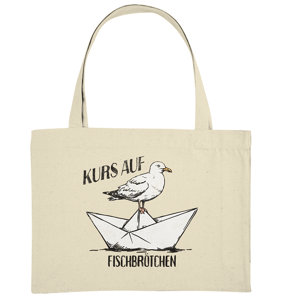 Kurs auf Fischbrötchen Papierschiff Möwe - Bio Einkaufstasche