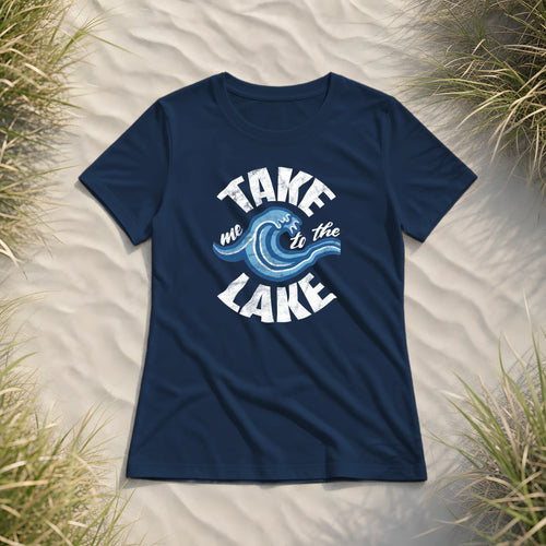 Take me to the Lake - Damen Premium Bio Shirt - French Navy - Küstenmode von Kiebitzdelle