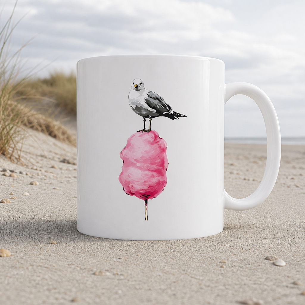 Möwe auf Zuckerwatte - Tasse glänzend - White glossy - Küstenmode von Kiebitzdelle