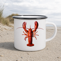 Roter Hummer - Emaille Becher - White - Küstenmode von Kiebitzdelle
