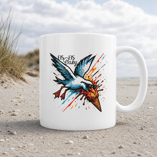 Eis Eis Baby Eisdieb Möwe - Tasse glänzend - White glossy - Küstenmode von Kiebitzdelle