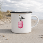 Möwe auf Zuckerwatte - Emaille Becher - White - Küstenmode von Kiebitzdelle