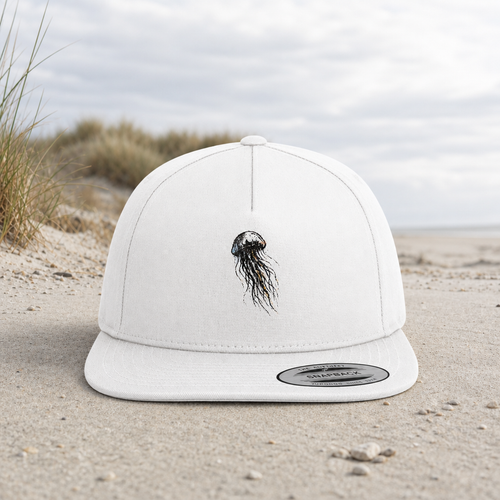 Street Art Qualle - Premium Snapback Cap - White / Green - Küstenmode von Kiebitzdelle