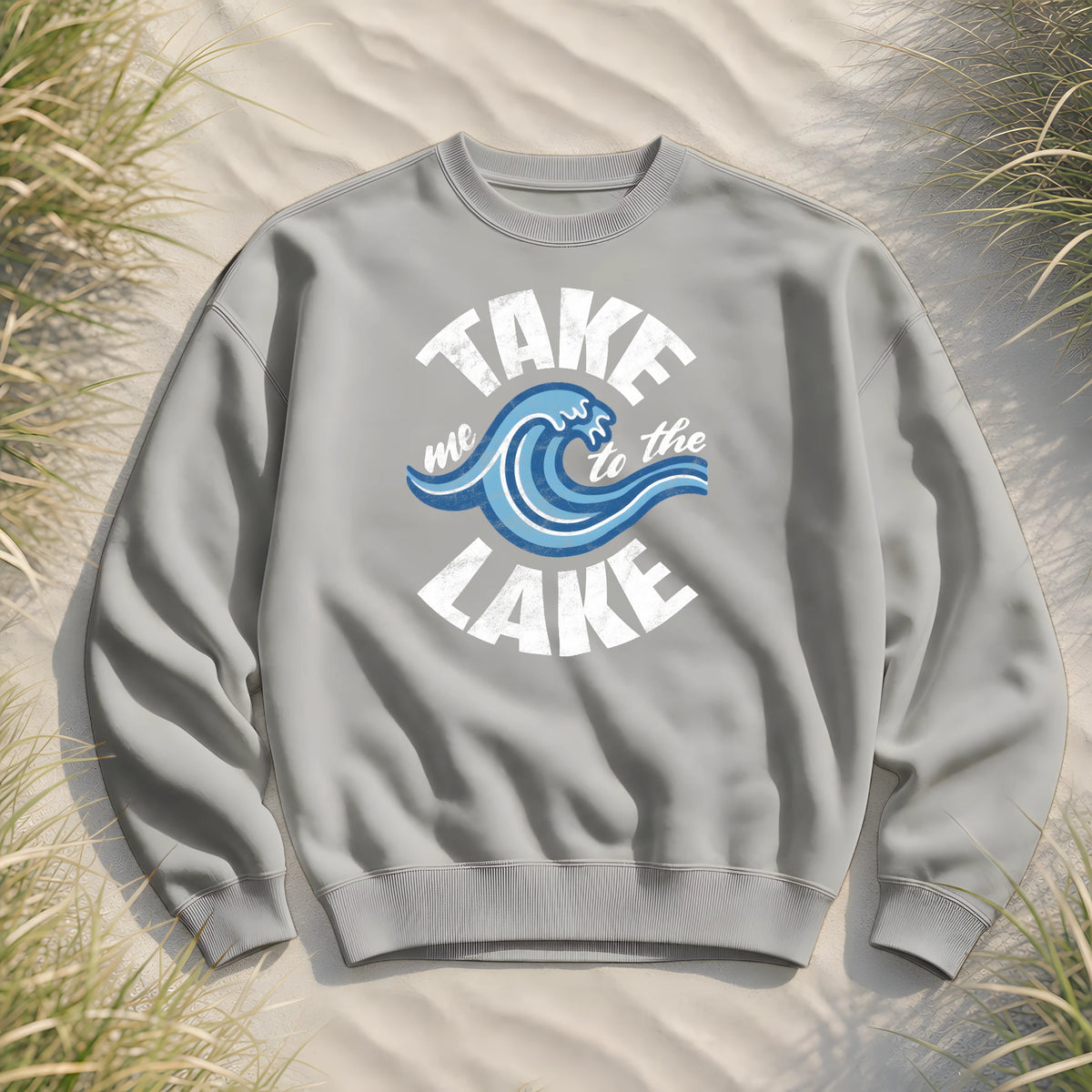 Take me to the Lake - Unisex Bio Pullover - Heather Grey - Küstenmode von Kiebitzdelle