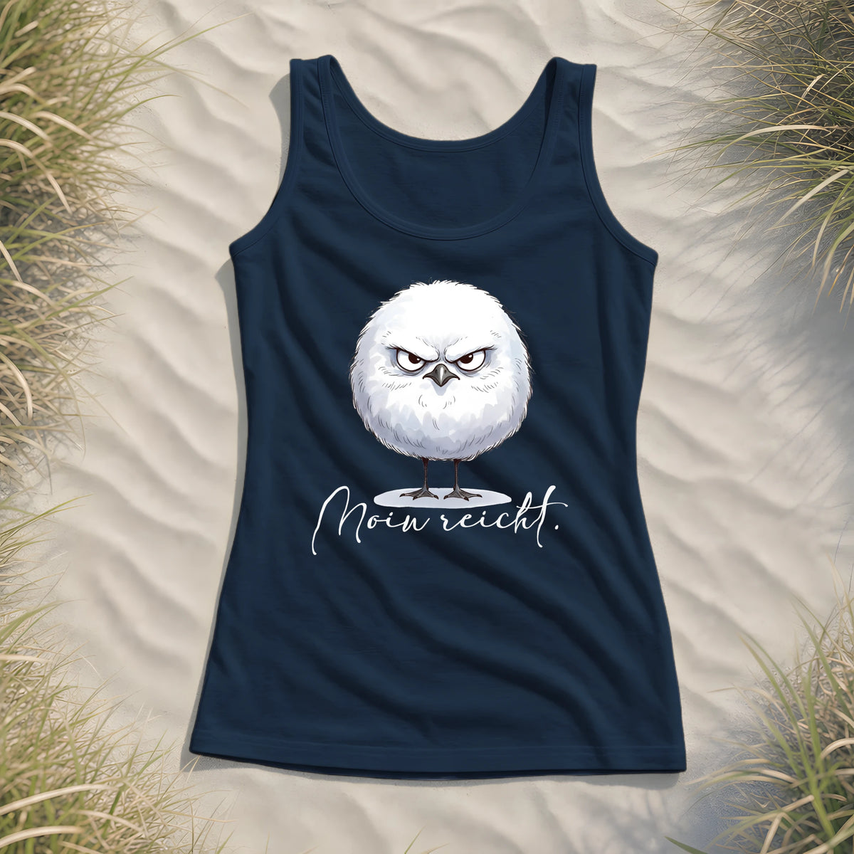 Moin reicht - Grimmige runde Möwe - Ladies Tank-Top - Navy - Küstenmode von Kiebitzdelle