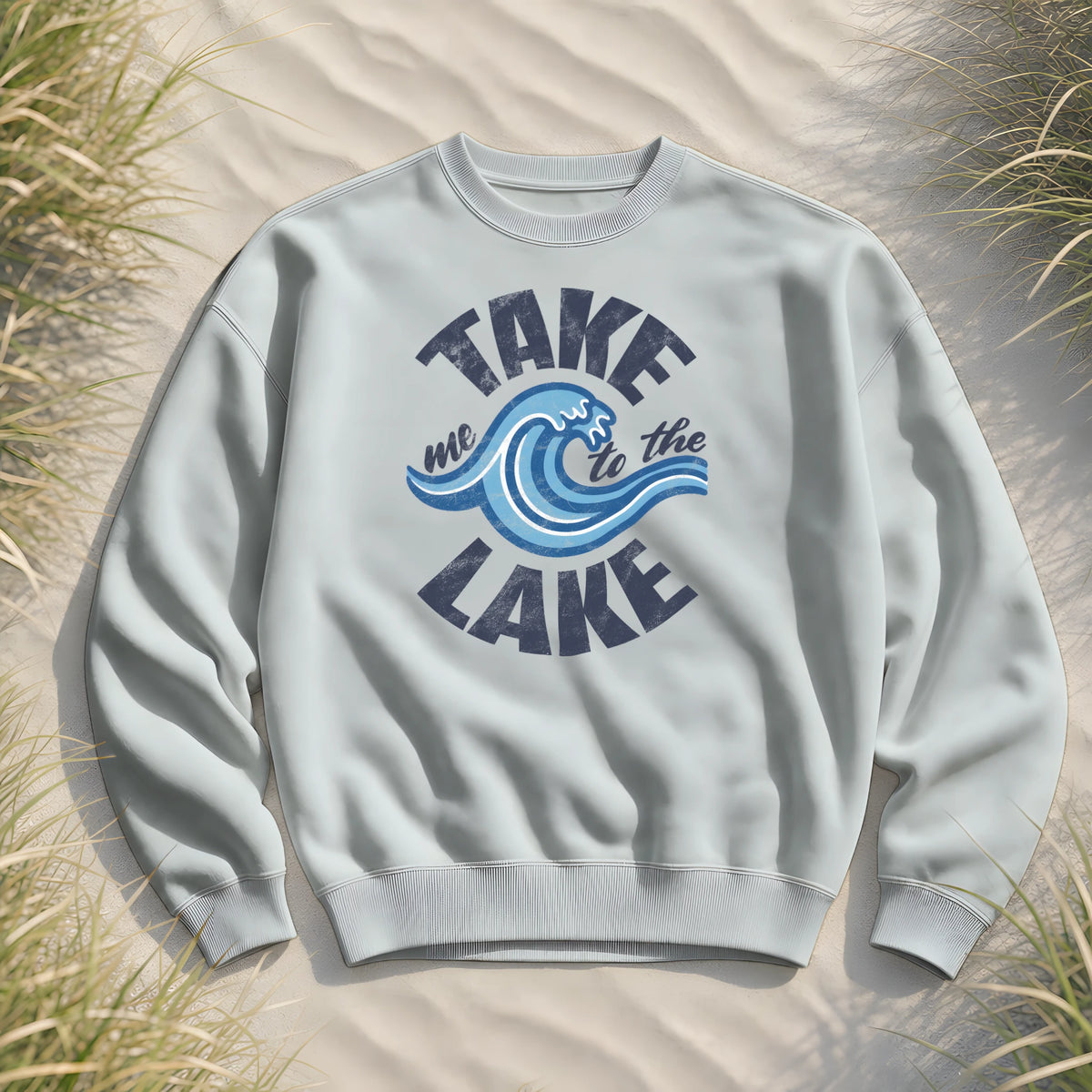 Take me to the Lake - Unisex Bio Pullover - Blue Ice - Küstenmode von Kiebitzdelle