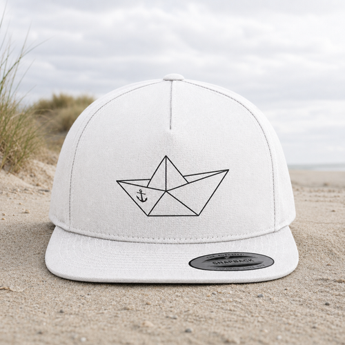 Papierschiff Papierboot Origami - Premium Snapback Cap - White / Green - Küstenmode von Kiebitzdelle