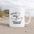 Kurs auf Fischbrötchen Papierschiff Möwe - Tasse glänzend - White glossy - Küstenmode von Kiebitzdelle