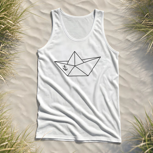 Papierschiff Papierboot Origami - Herren Tank-Top - White - Küstenmode von Kiebitzdelle