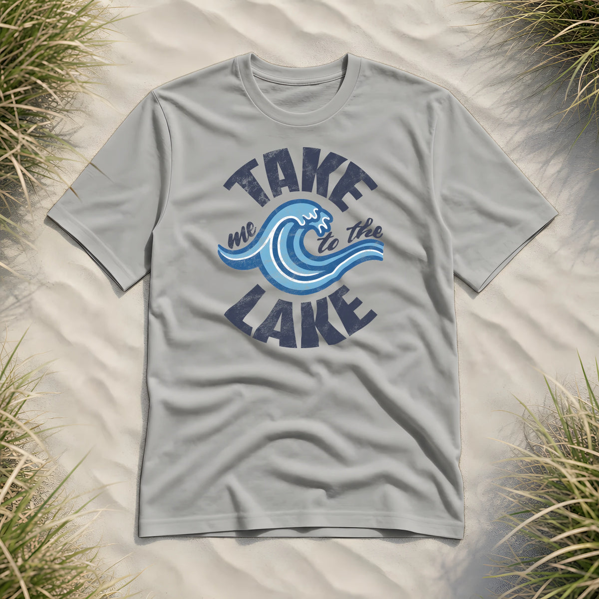 Take me to the Lake - Herren Premium Bio Shirt - Heather Grey - Küstenmode von Kiebitzdelle