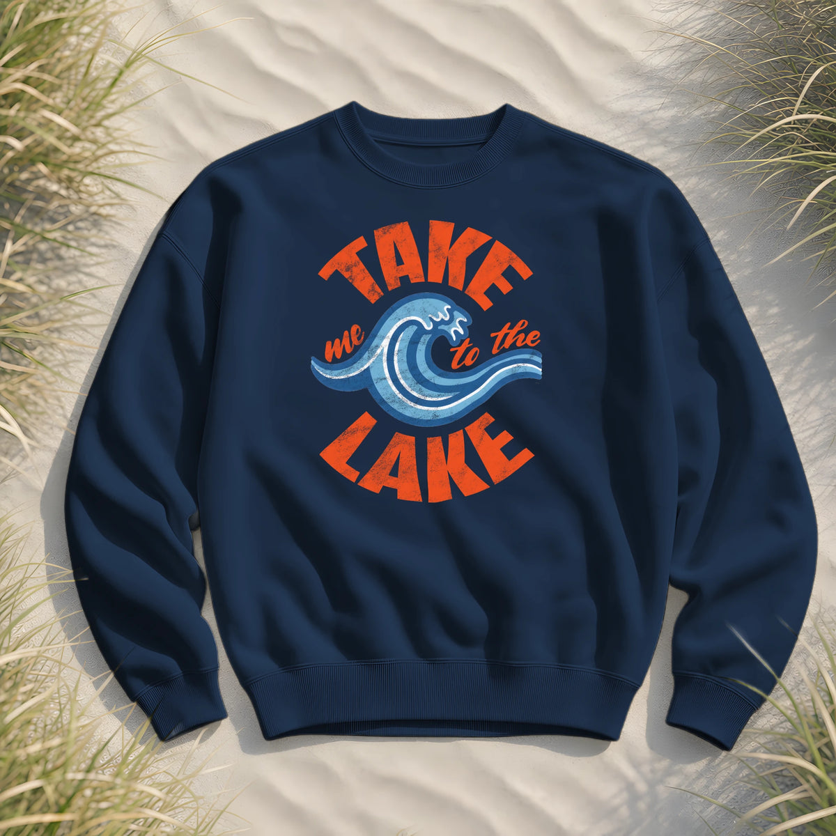 Take me to the Lake - Unisex Bio Pullover - French Navy - Küstenmode von Kiebitzdelle