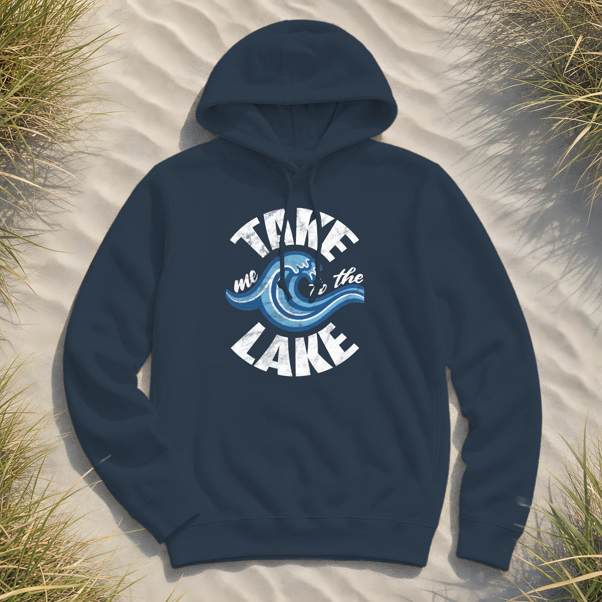 Take me to the Lake - Damen Bio Hoodie - Navy - Küstenmode von Kiebitzdelle