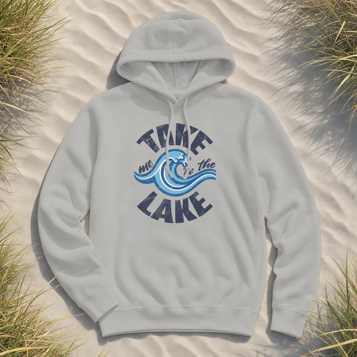 Take me to the Lake - Damen Bio Hoodie - Heather Grey - Küstenmode von Kiebitzdelle