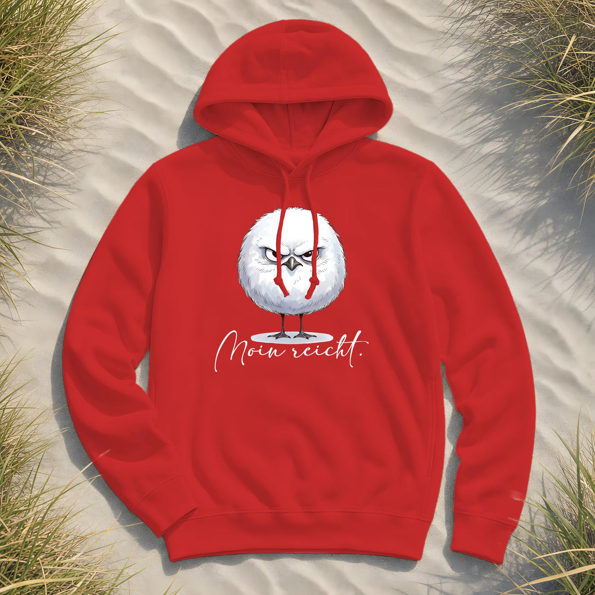 Moin reicht - Grimmige runde Möwe - Womens Organic Hoodie B&C - Red - Küstenmode von Kiebitzdelle