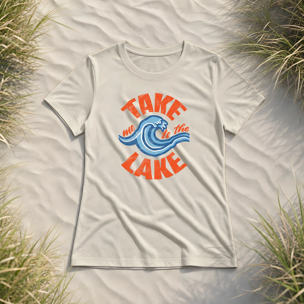 Take me to the Lake - Damen Premium Bio Shirt - Natural Raw - Küstenmode von Kiebitzdelle