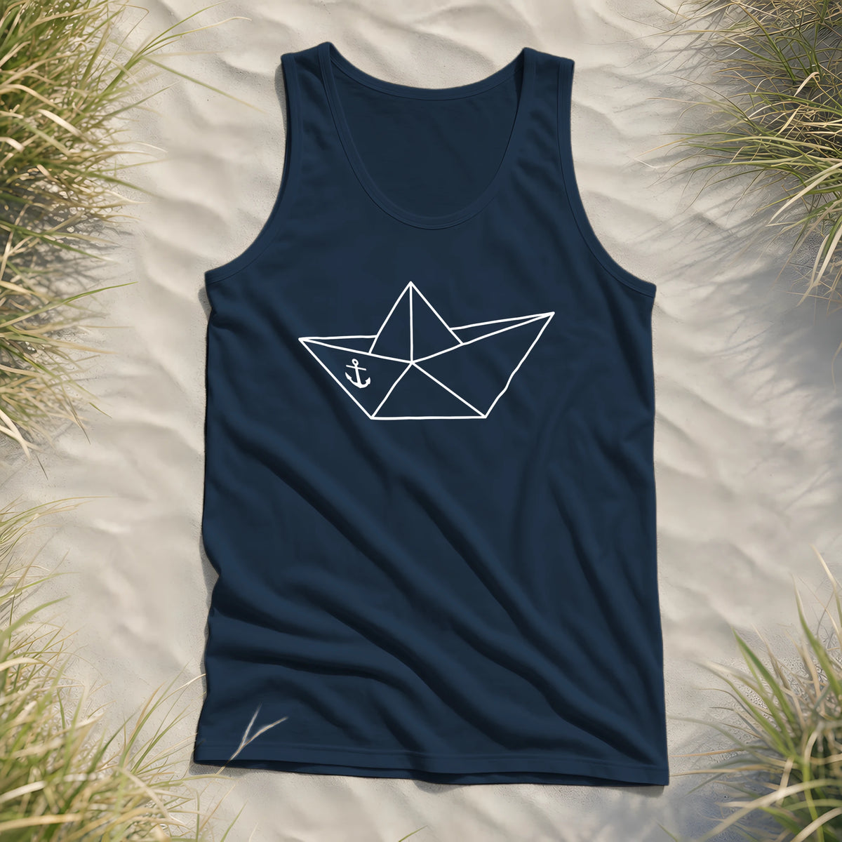 Papierschiff Papierboot Origami - Herren Tank-Top - Navy - Küstenmode von Kiebitzdelle