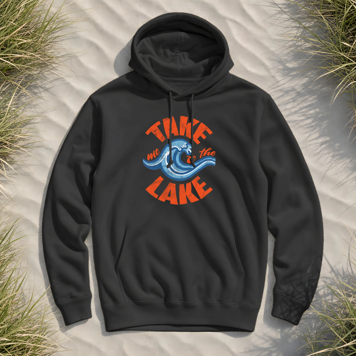 Take me to the Lake - Herren Bio Hoodie - Black Pure - Küstenmode von Kiebitzdelle