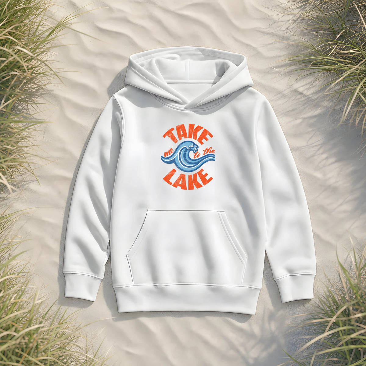 Take me to the Lake - Kinder Bio Hoodie - White - Küstenmode von Kiebitzdelle