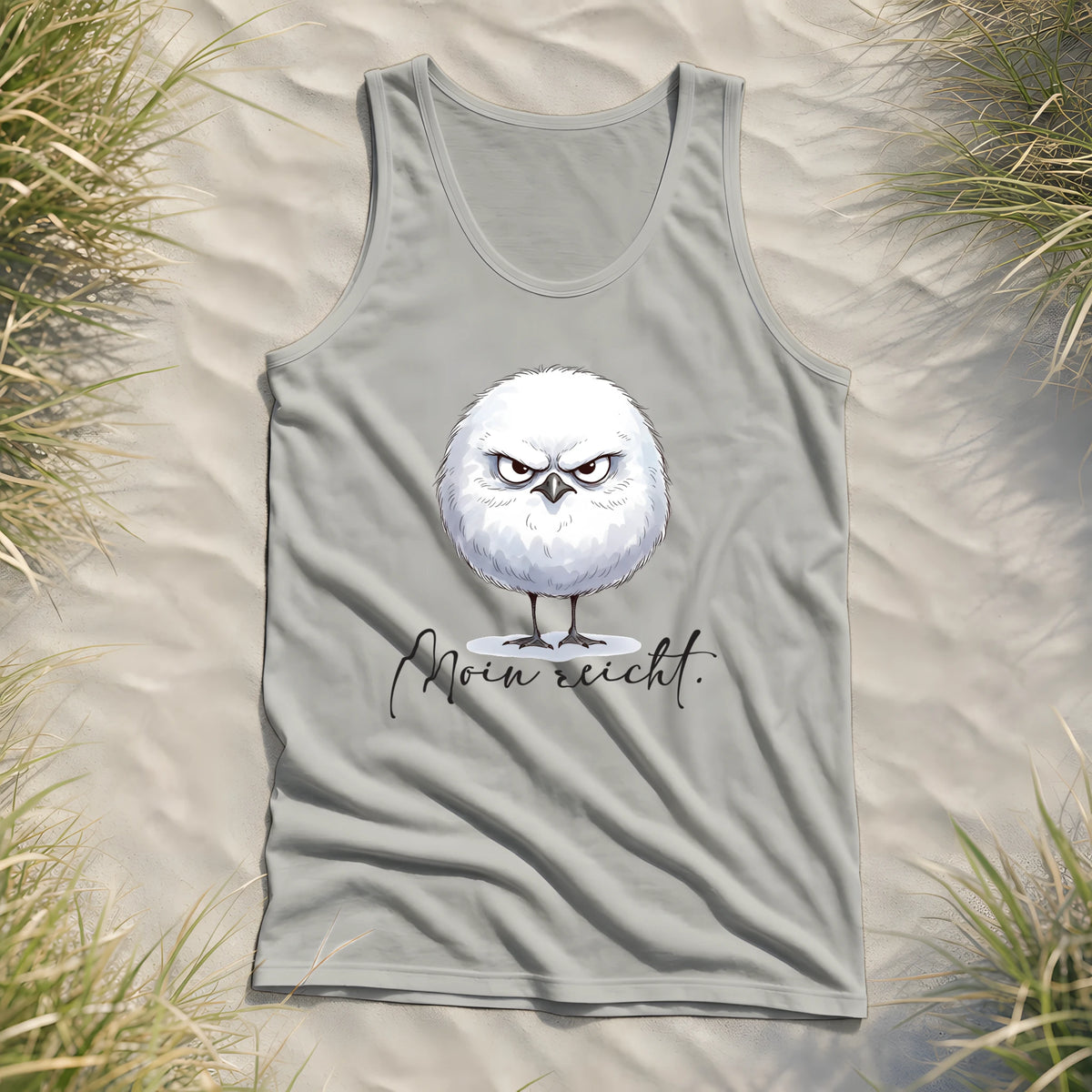 Moin reicht - Grimmige runde Möwe - Tank-Top - Sport Grey (meliert) - Küstenmode von Kiebitzdelle
