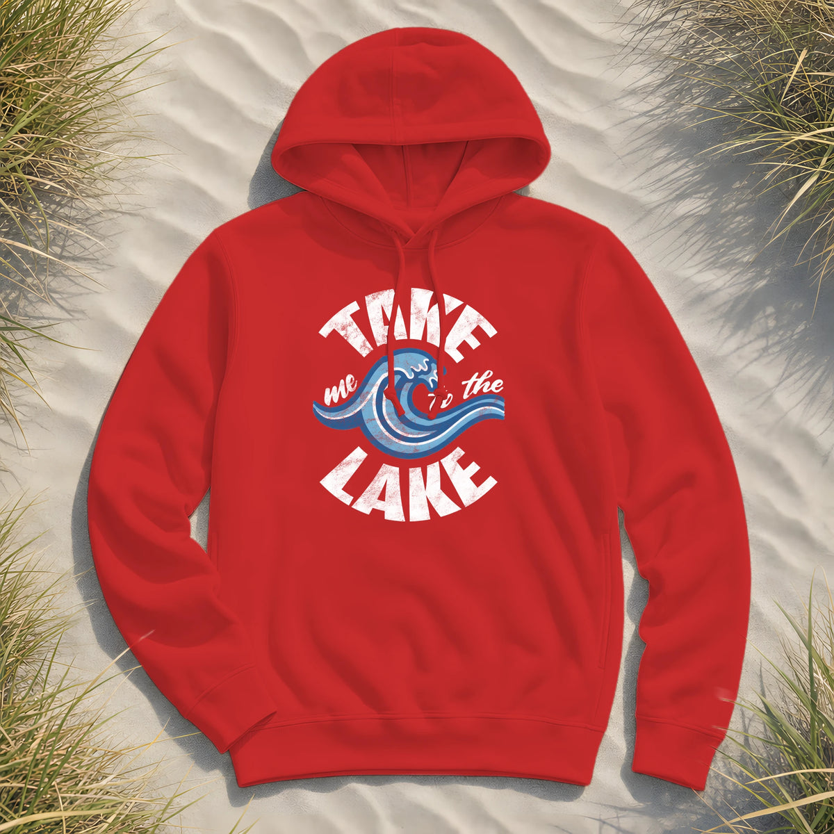 Take me to the Lake - Damen Bio Hoodie - Red - Küstenmode von Kiebitzdelle