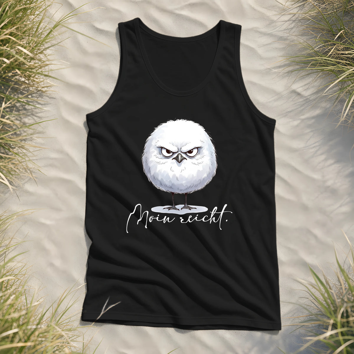 Moin reicht - Grimmige runde Möwe - Tank-Top - Black - Küstenmode von Kiebitzdelle