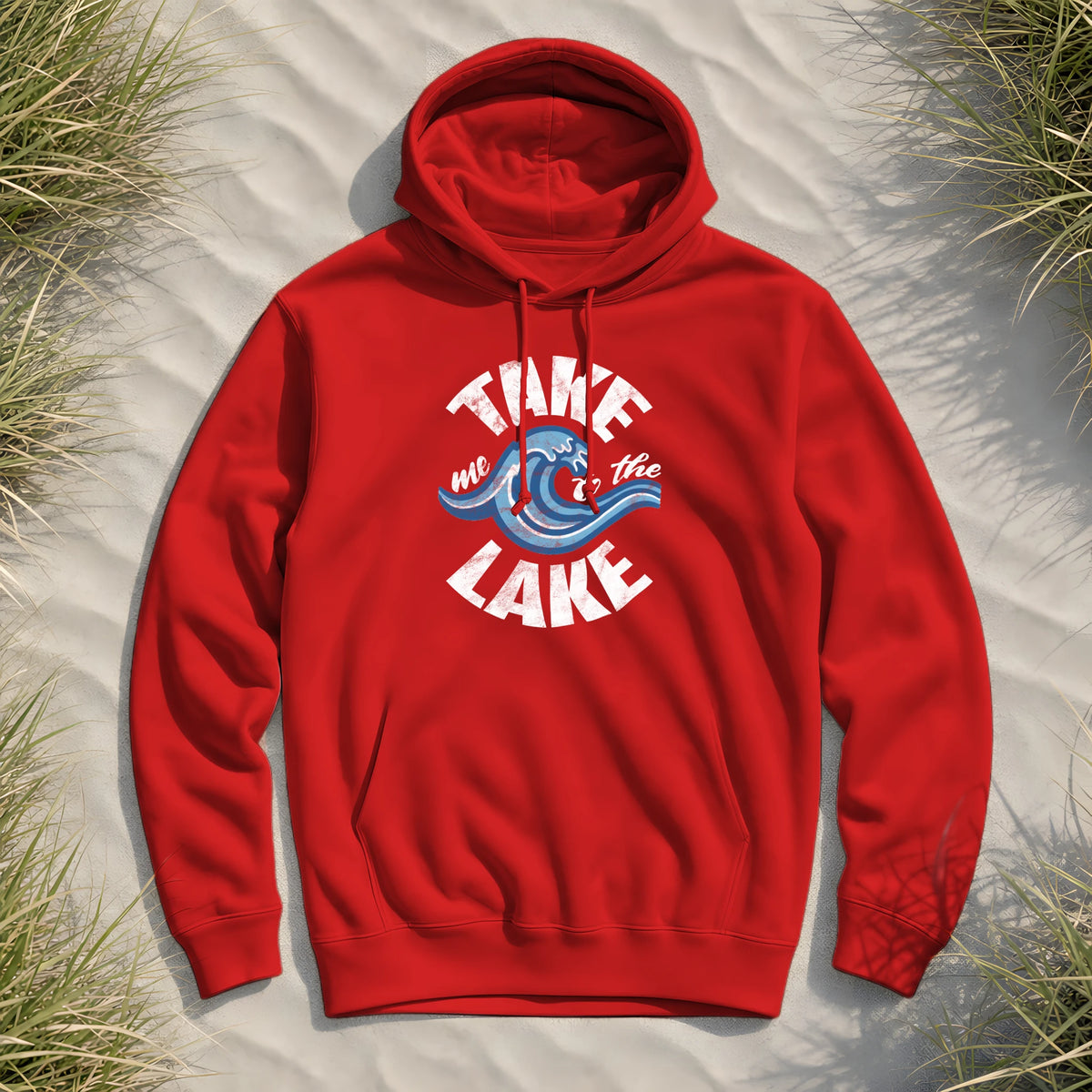 Take me to the Lake - Herren Bio Hoodie - Red - Küstenmode von Kiebitzdelle