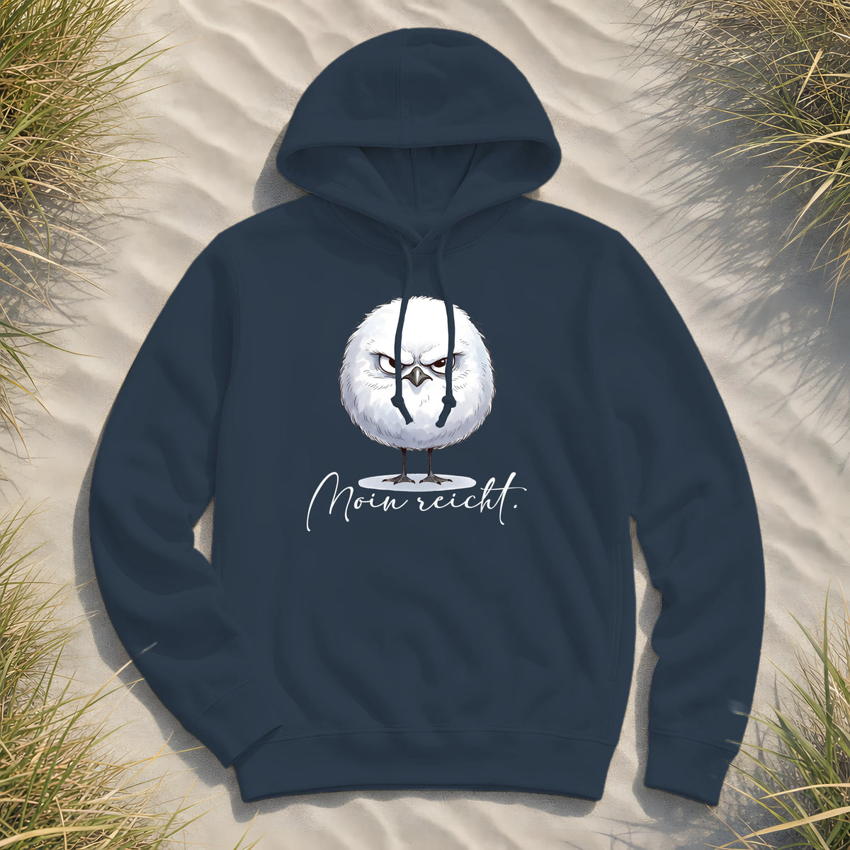 Moin reicht - Grimmige runde Möwe - Womens Organic Hoodie B&C - Navy - Küstenmode von Kiebitzdelle