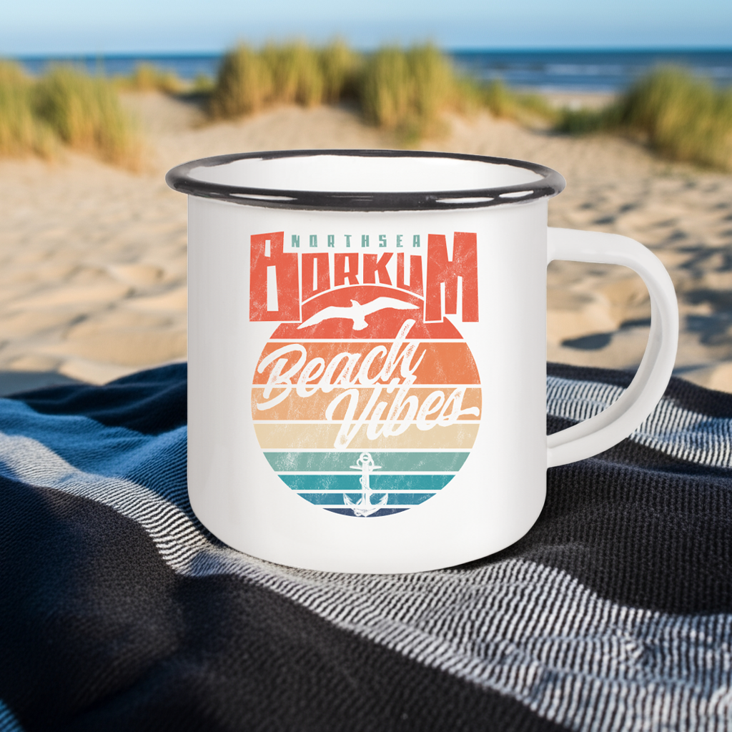 Borkum Beach Vibes - Emaille Becher - Kiebitzdelle