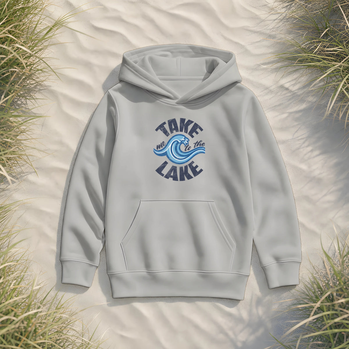 Take me to the Lake - Kinder Bio Hoodie - Heather Grey - Küstenmode von Kiebitzdelle