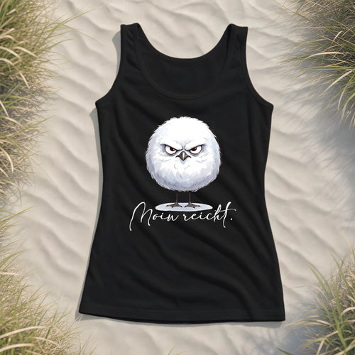 Moin reicht - Grimmige runde Möwe - Ladies Tank-Top - Black - Küstenmode von Kiebitzdelle