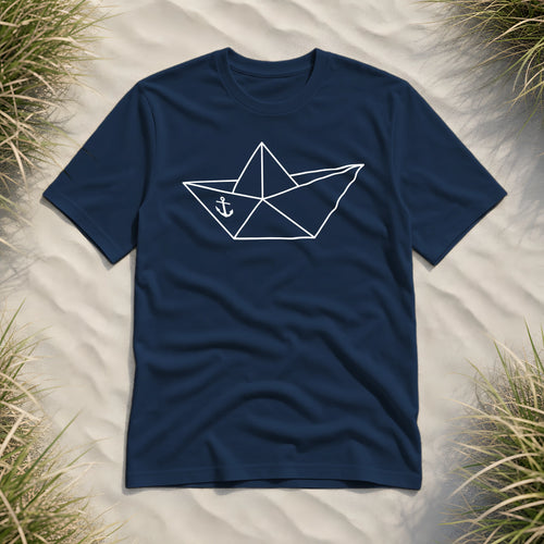 Papierschiff Papierboot Origami - Herren Premium Bio Shirt - French Navy - Küstenmode von Kiebitzdelle