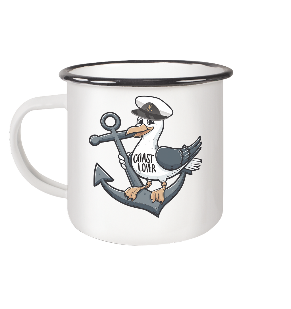 Coast Lover Möwe Kapitän - Emaille Becher - Kiebitzdelle