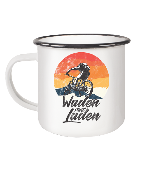 Waden statt Laden Fahrrad E-Bike Radtrikot - Emaille Becher