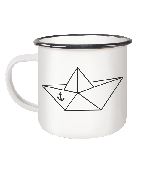 Papierschiff Papierboot Origami - Emaille Becher - Kiebitzdelle
