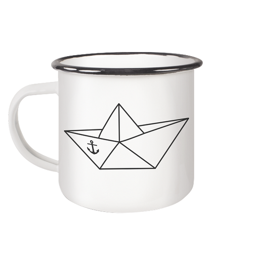 Papierschiff Papierboot Origami - Emaille Becher - Kiebitzdelle