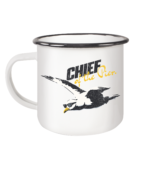Chief of the Pier Chef Möwe mit Sonnenbrille - Emaille Becher