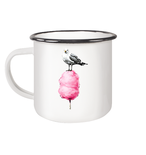 Möwe auf Zuckerwatte - Emaille Becher